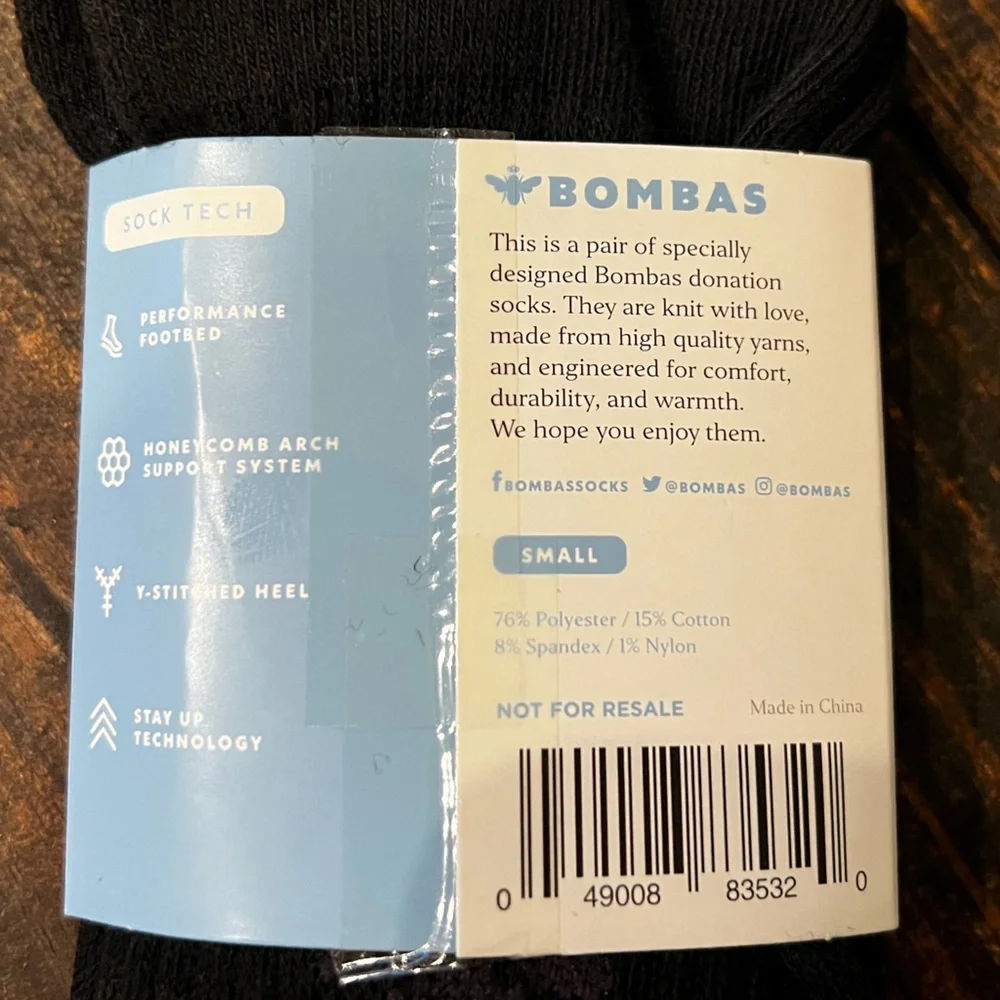 4 Bombas Black Calf Socks Small Youth 9-4 Women’s 4-7.5